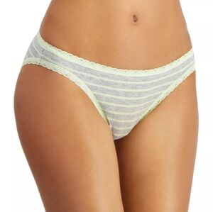 Jenni Women's Lace Trim Bikini Underwear Stripe Grey Lime Intimates